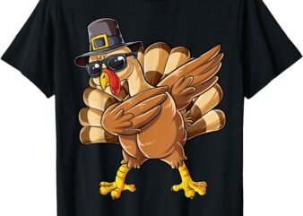 Dabbing Turkey Thanksgiving Day Pilgrim Boys Men Funny Dab T-Shirt