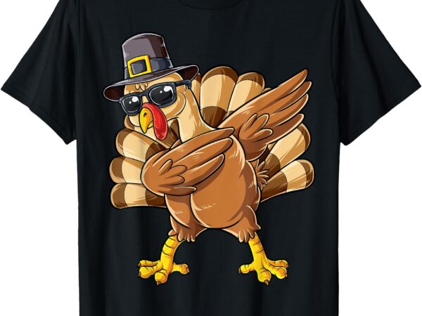 Dabbing turkey thanksgiving day pilgrim boys men funny dab t-shirt