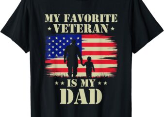 Dad Father’s Day My Favorite Veteran Is My Father Proud Kids T-Shirt