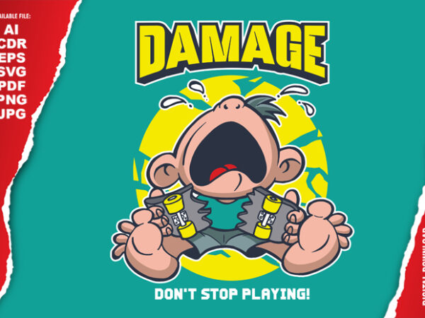 Damage t shirt vector illustration