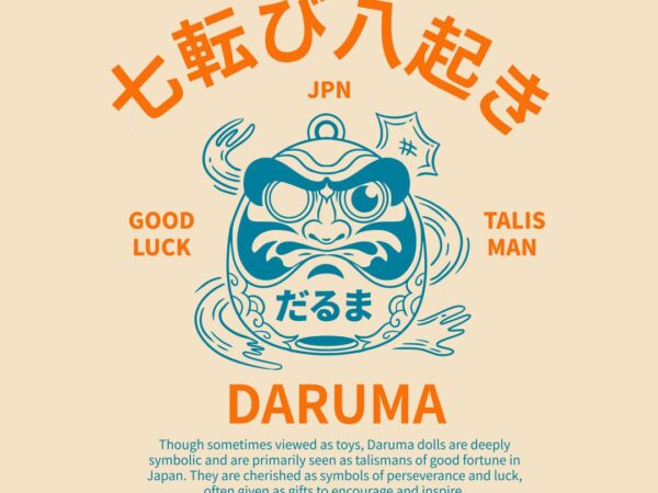 Daruma japanese vintage t-shirt design