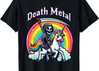 Death Metal Grim Reaper Riding a Unicorn T-Shirt