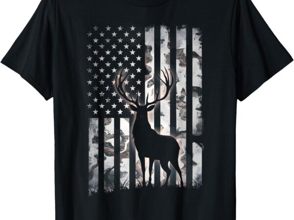 Deer hunting camo american flag dad men us elk hunting t-shirt