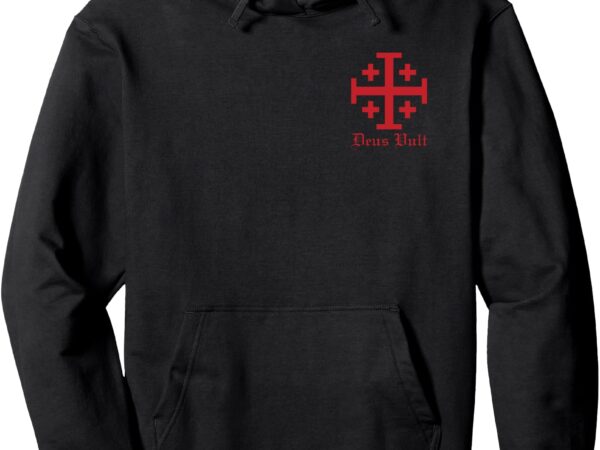 Deus vult jerusalem cross order of the holy sepulchre knight pullover hoodie t shirt vector illustration