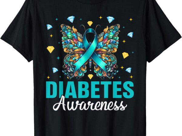 Diabetes awareness butterfly tee for november t-shirt