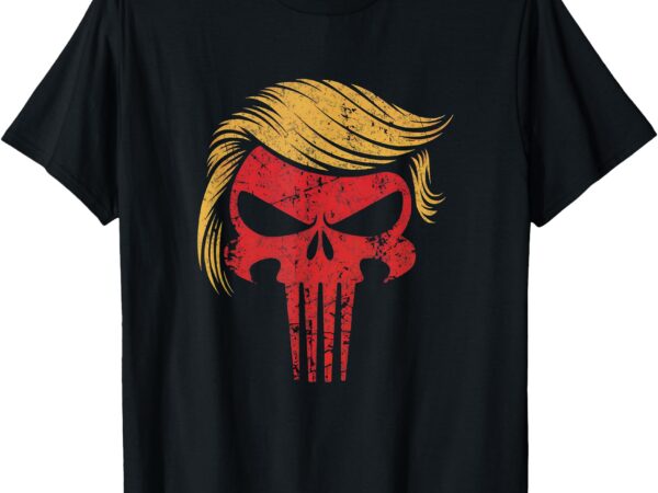 Distressed president donald trump iconic hair red wave skull t-shirt