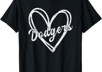 Dodgers Heart Name Design Retro Style Graphic Men Women Kid T-Shirt