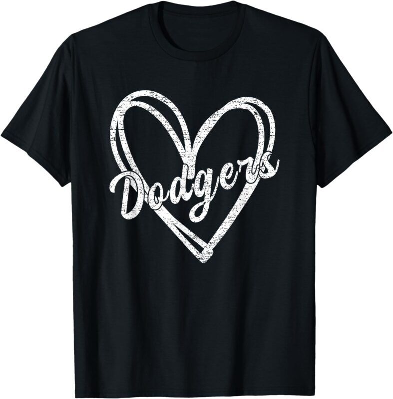 Dodgers Heart Name Design Retro Style Graphic Men Women Kid T-Shirt