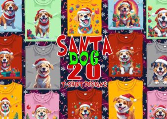 Trendy Christmas Dog Santa Claus 20 t-shirt design bundle