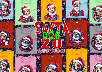 Retro Christmas Dog Santa Claus t-shirt design Best Selling bundle