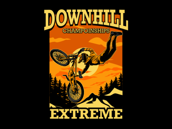 Downhil biker extreme t shirt vector illustration