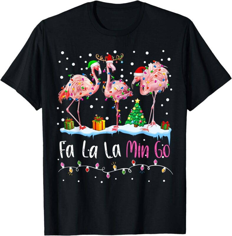 Fa La La La Mingo Flamingo Christmas Men Women Kids Xmas T-Shirt