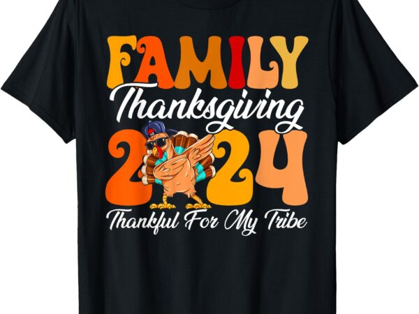 Family thanksgiving 2024 crew dabbing turkey group matching t-shirt