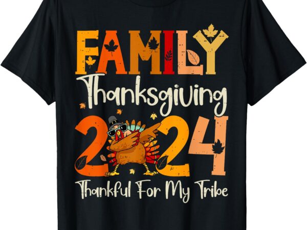 Family thanksgiving 2024 crew dabbing turkey group matching t-shirt