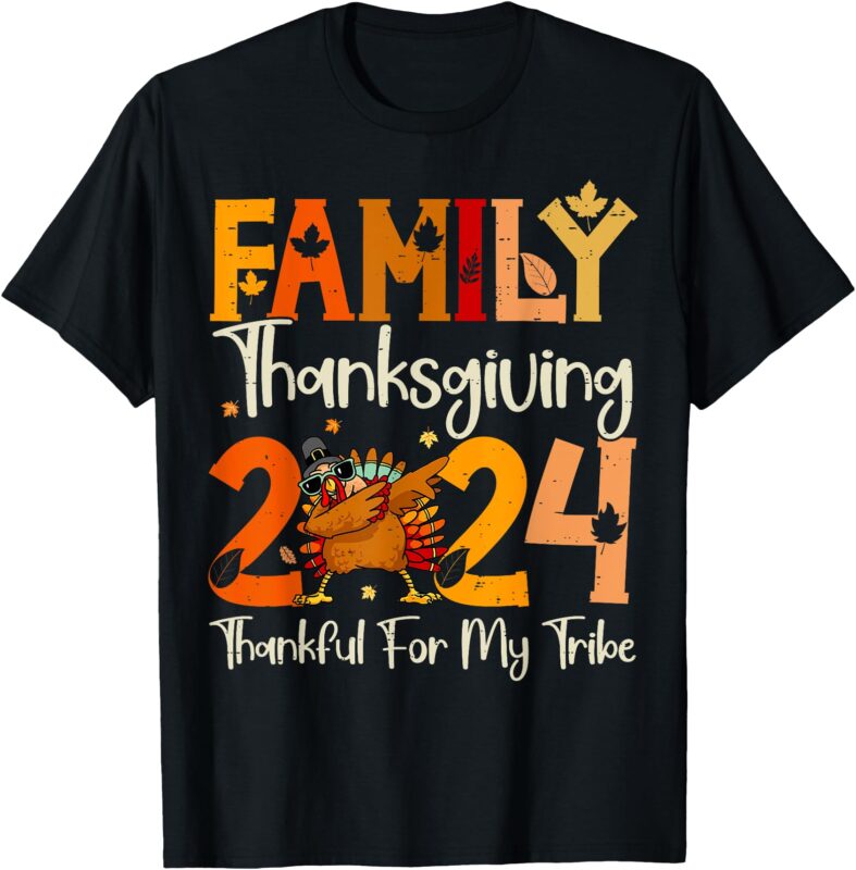 Family Thanksgiving 2024 Crew Dabbing Turkey Group Matching T-Shirt