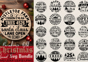 Farmhouse Old Christmas Sign T-shirt Bundle Farmhouse Old Christmas Sign SVG Bundle