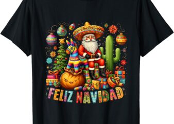 Feliz Navidad Mexican Funny Christmas Santa Festive Graphic T-Shirt