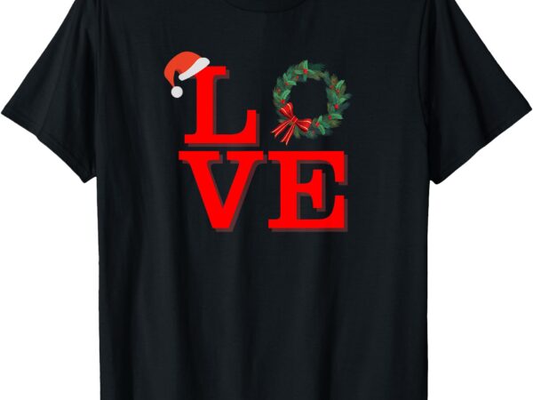 Festive love park philly christmas santa hat wreath design t-shirt