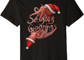 Festive chrismast Octopus Greeting Premium T-Shirt