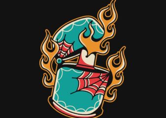 Flame Zippo Tattoo Style T-shirt Design