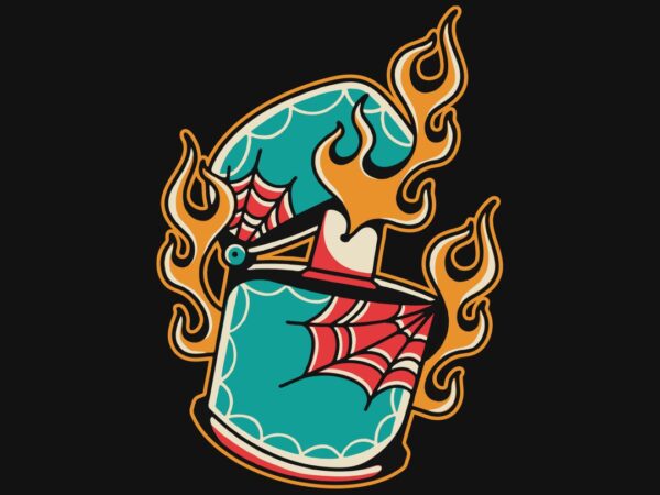 Flame zippo tattoo style t-shirt design