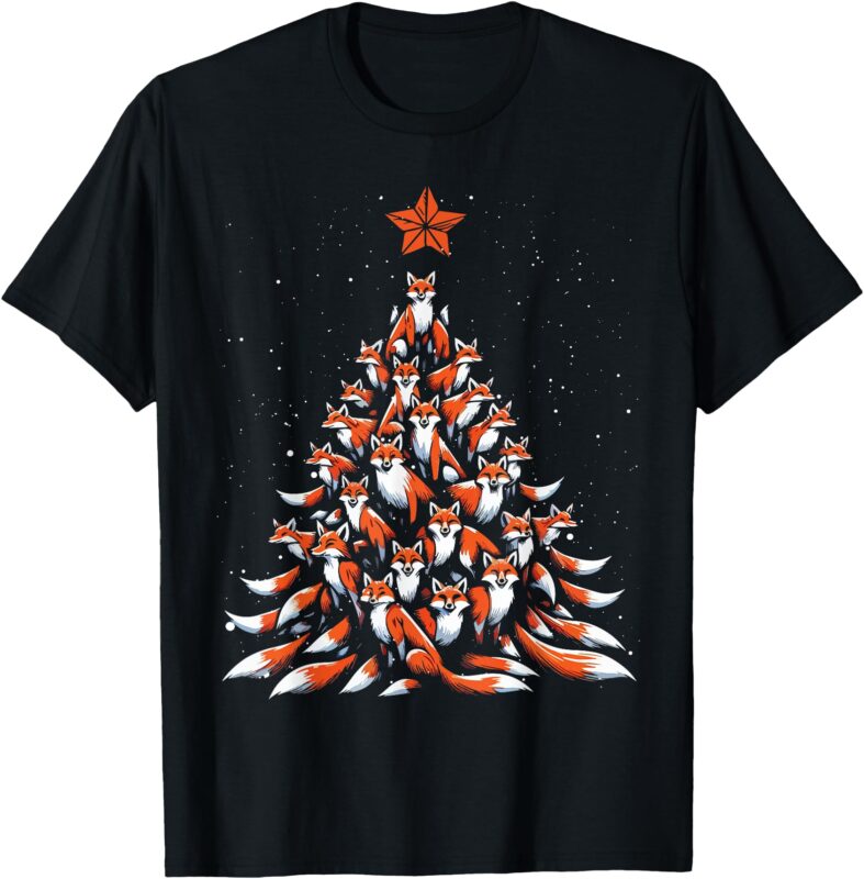 Fox Christmas Tree Fox Xmas Tree Women & Boys T-Shirt