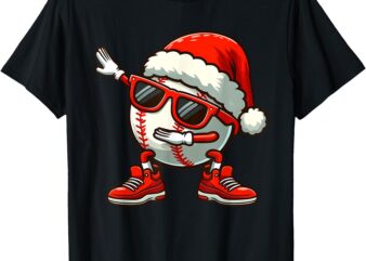 Funny Baseball Ball Santa Hat Dabbing Xmas Pajamas Players T-Shirt