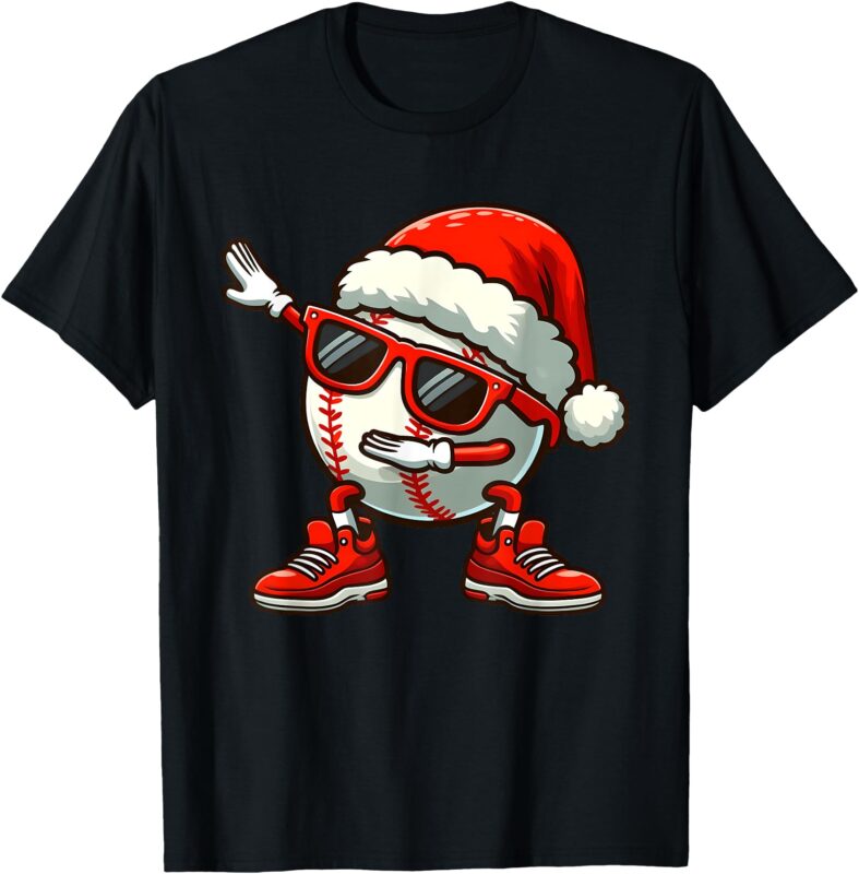 Funny Baseball Ball Santa Hat Dabbing Xmas Pajamas Players T-Shirt