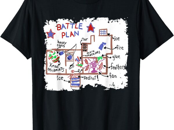 Funny battle plan christmas home kids hand dawn alone xmas t-shirt