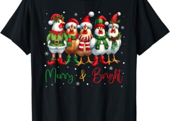 Funny Chicken Christmas Lights Farm Animal Cute Xmas Holiday T-Shirt