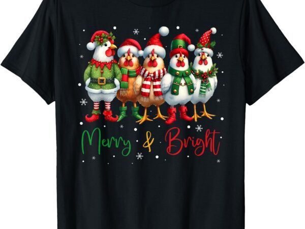 Funny chicken christmas lights farm animal cute xmas holiday t-shirt