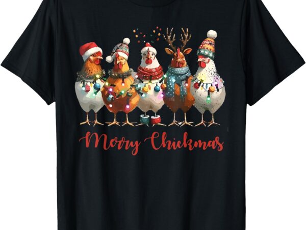 Funny chicken merry chickmas christmas lights farm animal t-shirt