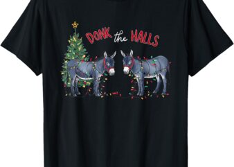 Funny Christmas Donkeys Tangled in Christmas Lights T-Shirt