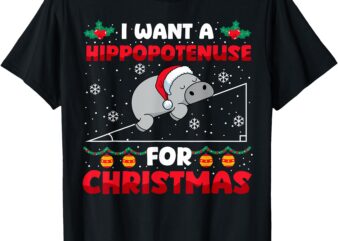 Funny Christmas Math Teacher Hippopotenuse Math Lovers Xmas T-Shirt