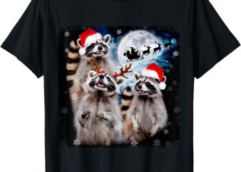 Funny Christmas Moon Howling Raccoon Xmas Men, Women, Kid T-Shirt