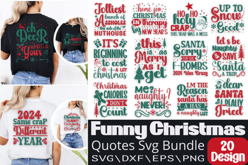 Funny Christmas Quotes T-shirt Bundle Funny Christmas Quotes Svg Bundle