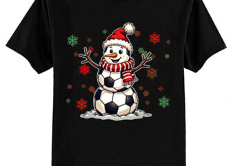 Funny Christmas Soccer Balls As Snowman Men Boys Kids T-Shirt ltsp