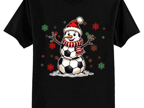 Funny christmas soccer balls as snowman men boys kids t-shirt ltsp