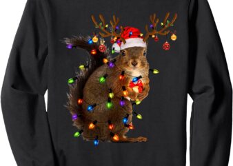 Funny Christmas Squirrel Lights Reindeer Christmas Pajamas Sweatshirt