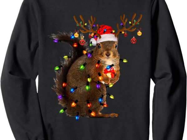 Funny christmas squirrel lights reindeer christmas pajamas sweatshirt