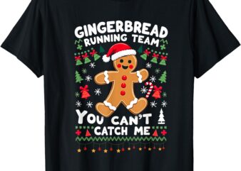 Funny Gingerbread Running Team Ugly Christmas Sweater T-Shirt