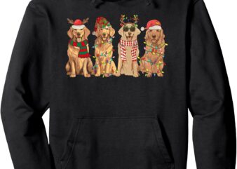 Funny Golden Retriever Christmas Lights Xmas Dogs Lovers Pullover Hoodie