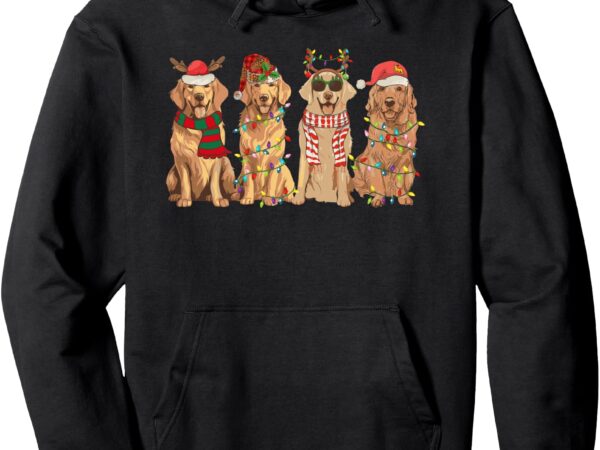 Funny golden retriever christmas lights xmas dogs lovers pullover hoodie t shirt graphic design