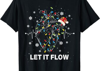 Funny Let It Flow Anatomy Heart Cardiac Nurse Santa Hat Xmas T-Shirt