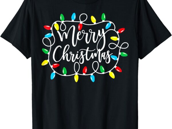 Funny merry christmas lights xmas family men women t-shirt