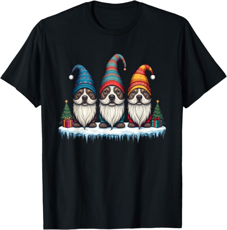 Funny Pitbull Gnomies Christmas Gnome Womens Mens Kids T-Shirt