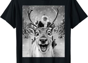 Funny Reindeer Selfie Santa Christmas Gifts Men Women Kid T-Shirt