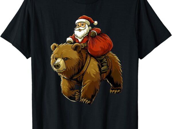 Funny santa bear christmas graphic tee kids boys men xmas t-shirt