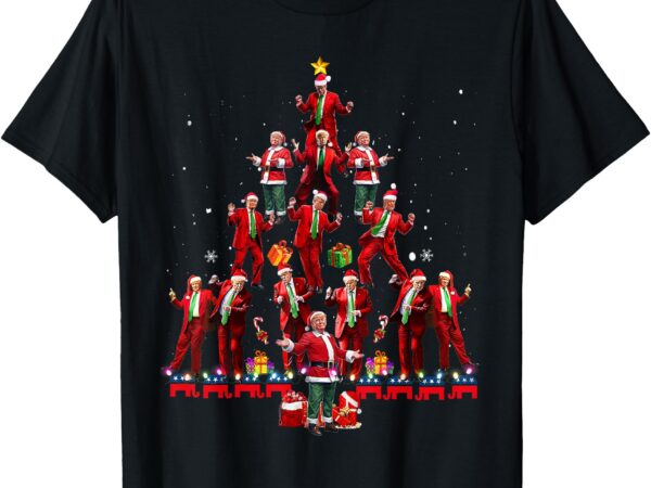 Funny santa trump dance tree christmas pajama xmas boys mens t-shirt