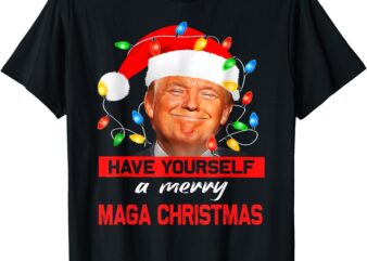 Funny Santa Trump Have Yourself A Merry Maga Christmas Xmas T-Shirt